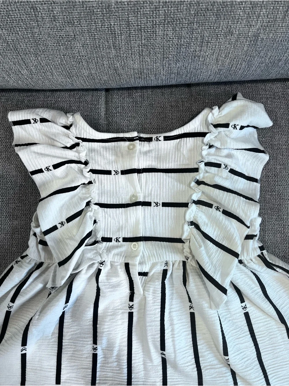 Calvin Klein White Dress with Black Striped Logo Detail